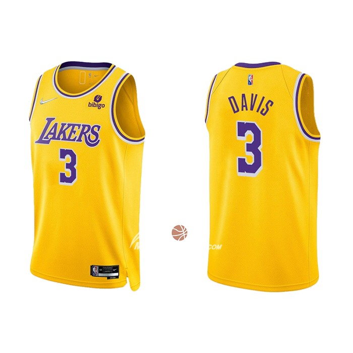 Maglia Los Angeles Lakers Anthony Davis NO 3 75th Anniversary 2021-22 Giallo